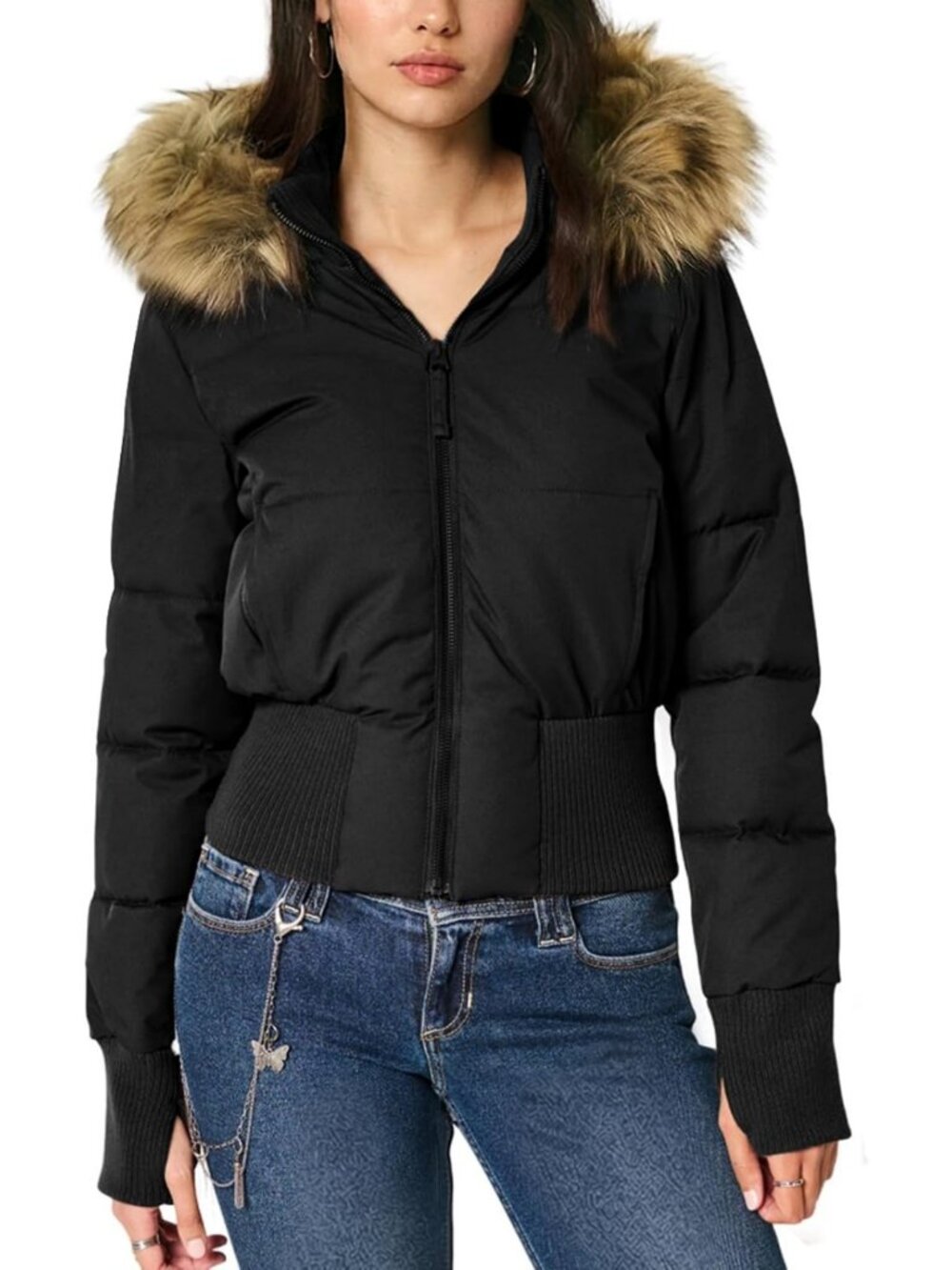 Cropped Hooded Puffer Jacket for Women - Winter Quilted Coat, Stylish & Warm